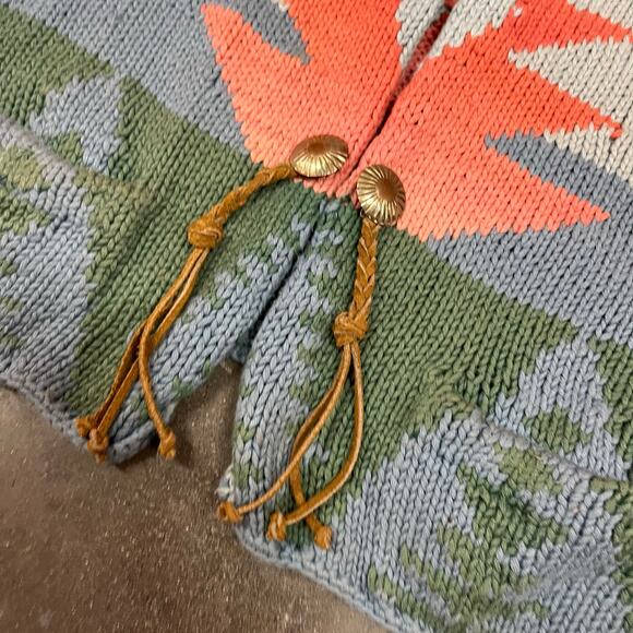 Vintage 90s Ralph Lauren Country Aztec Concho Vest Hand Knit Medium - Picture 3 of 6